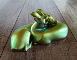 Antik Zsolnay eozin mázas Sinkó porcelán őzek