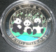 Művészeti ajándék fekete-fehér medveérmék nagy panda baobao kínai emlékérme, ezüst szín