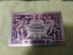 10 Korona 1902 Ezüstözött Plasztik Replika (RITKA) Osztrák-Magyar Bank