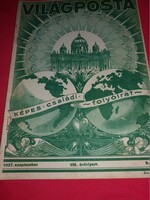 Antik 1937.09. VIII. évfolyam" VILÁGPOSTA " képes családi folyóirat újság gyönyörű állapotban