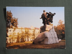 Képeslap,Szeged,Széchenyi tér,Deák Ferenc szobor látkép,részlet, 1988-
