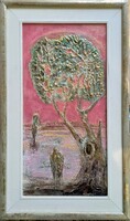 Az élet ragyogása. Zománckép,61x37cm.Prima díjas alkotótól céges számlával is. .Károlyfi Zsófia/1952
