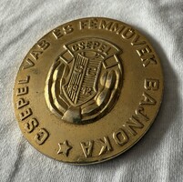 Csepel vas és fémművek bajnoka emlékérem, plakett kispályás labdarúgás 1975/76 70 mm
