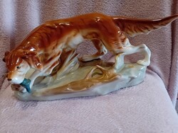2503/41 Nagyméretű Royal Dux csehszlovák porcelán vadászkutya zsákmánnyal