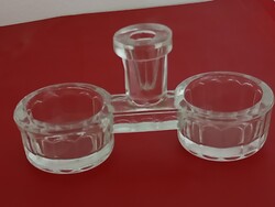 Üveg sótartó borstartó fogpiszkáló tartó só bors fogvájó retro