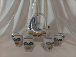 Polonne orosz porcelán rövid italos készlet szép mintával