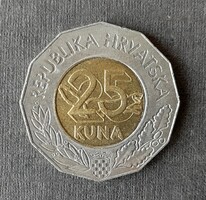 Horvátország - 25 kuna 1999 euro pénznem