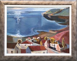Vásárhelyi Kovács Tibor (1924-1987) :Tengerpart,Képcsarnokos,60x80 cm.