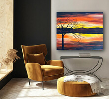 JMModernAbstract SUNSET 100X80 cm-es kortárs festmény feszített vásznon