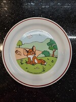 Zsolnay Pannónia Filmstúdió porcelán gyermek étkészlet Vuk kis lapos tányérkája 16 cm