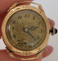 Art Deco 14 K Arany "Amilo Watch" Női karóra köves felhúzóval!