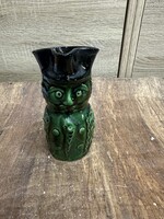 Zöld mázas Miska kancsó 12cm