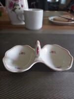 „Piros pötty a múltból” – fogantyús, mintás retro porcelán sótartó