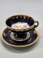 Jlmenau Anti aranyozott kobaltkék kávéscsésze alátéttel