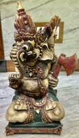 Faragott, festett régi ganésa szobor 43cm!