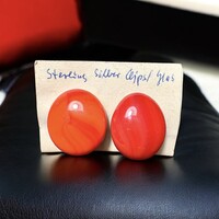 Régi ezüstözött üveg fülklipsz vintage fülbevaló, retro klipsz, az ékszer 1960-as évekből származik