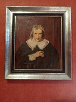 Kardos Gyula (?)festmény - John Milton portré,antik keretben