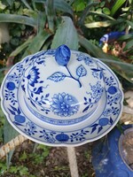 Hutschenreuther kék-fehér porcelán vajtartó