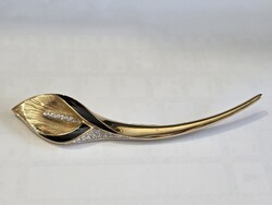 Enamel Calla with Cubic Zirconia Brooch, Pin