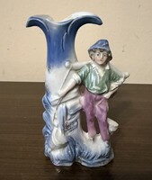 Régi Német figurális porcelán váza 14 cm