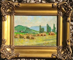 Vidovszky Béla -Tájkép szénaboglyákkal-