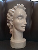 NAGY MÉRETŰ!!! magyar art deco kerámia Illés László női fej kerámia szobra 1935 körül