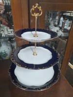 Zsolnay Barokk Tollazott Pompadour III. Emeletes 3 Részes Porcelán Asztali Kínáló.33 cm.