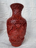 Kínai cinóber váza 17 cm