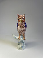 Pikkely mintás Herendi porcelán bagoly 13 cm