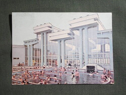 Képeslap,Hajdúszoboszló,gyógyfürdő,strand,medence látkép,részlet, 1975-