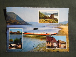 Képeslap,Dunakanyar,mozaik,Visegrád,Szentendre,Vác,Duna part látkép,részlet, 1975-