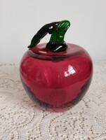 Piros alma zöld levéllel üveg creation