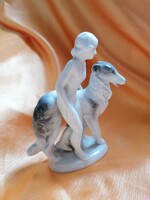Fasold & Stauch porcelán női akt agár kutyával.