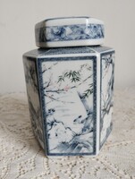Hatszögletű porcelán fedeles tegely Japanbol