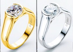 Moissanite Gyémánt Köves 2 Karátos 18K Aranyozott 925 Sterling Ezüst Gyűrű Tanúsítvánnyal Új!