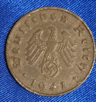Német Harmadik Birodalom 1941. A. 10 reichspfennig horogkereszttel (2335)