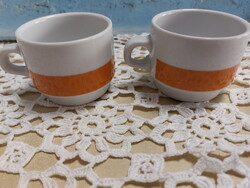 Alföldi menzás, sárga széles csíkos porcelán kávés csészék