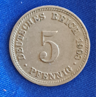 1908 " D" Verdejel - München Deutsches Reich 5 pfennig Németország (175)