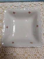 Zsolnay köretes, kedves, kis virágmintás porcelán kínáló tál