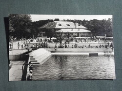 Képeslap,Hajdúszoboszló,gyógyfürdő,strand,medence látkép,részlet, 1958-
