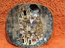 Porcelán falitányér, falidísz, Gustav Klimt, A csók