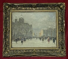 Berkes Antal (1874-1938) Téli utcakép