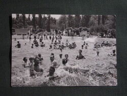 Képeslap,Hajdúszoboszló,gyógyfürdő,strand,medence látkép,részlet, 1958-