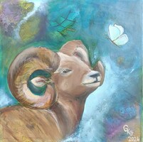 Muflon - vegyes technika 40 x 40 cm