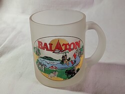 Üveg bögre opál homokfúvott Balaton