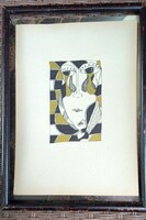 Szász Endre: Tus ,Hollóházi porcelán terv Mérete:30x20cm.