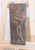 (NBL4) Szabolcsi J.jelzéssel réz falikép Anya gyermekével 14x35 cm