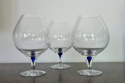 Orrefors svéd design nagyméretű, kézműves kristály poharak (3 db)- 15 cm