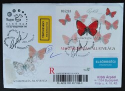 FF5075eat / 2011 Magyarország állatvilága - Lepkék blokk FDC-n elsőbbségi ajánlott tértivev. levélen