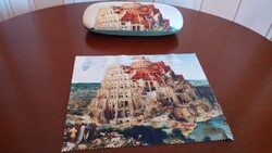 Bruegel "Bábel tornya" Plumeria szemüvegtok törlővel